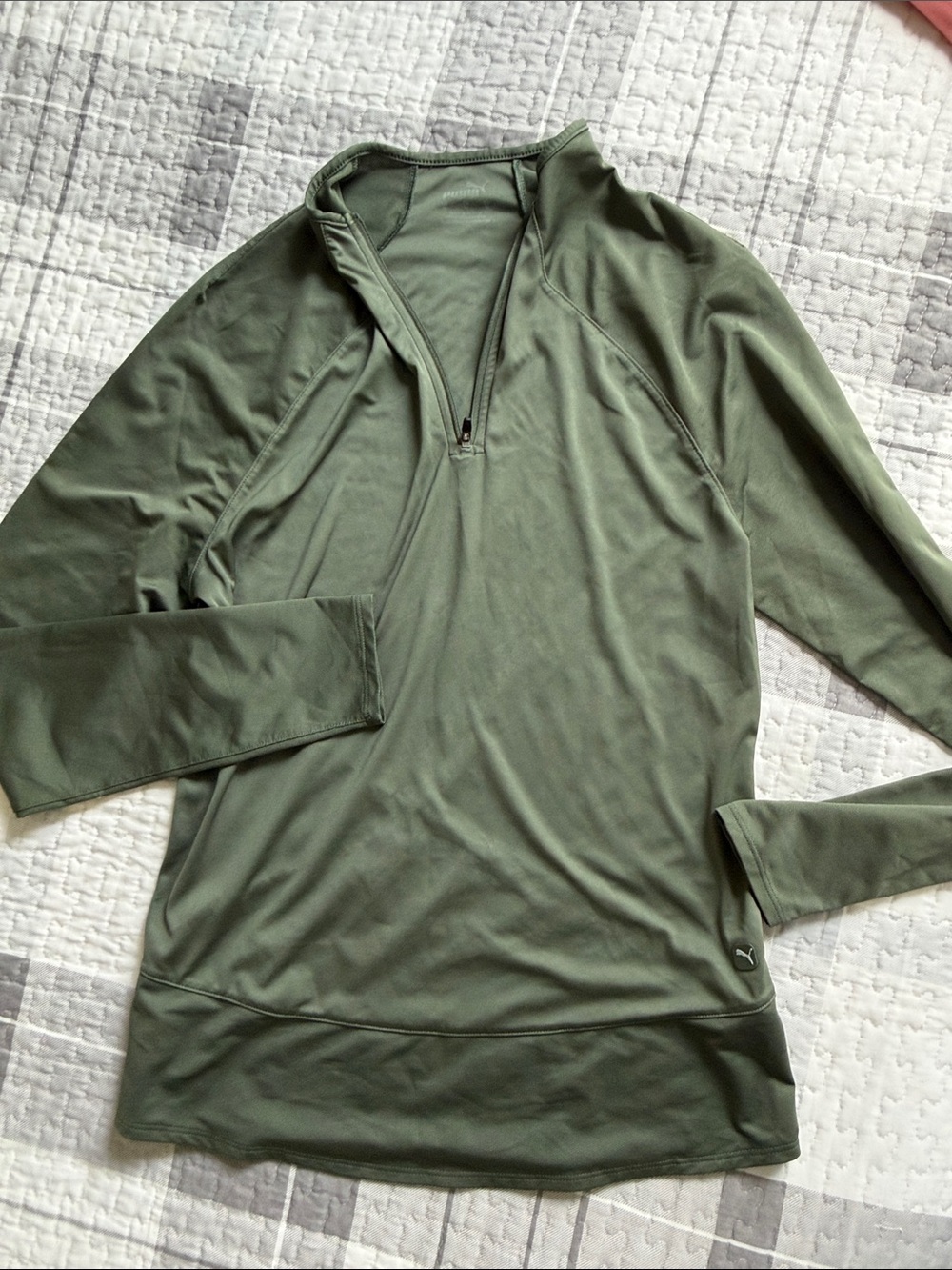 Puma Women  Olive Zip-Front Athletic Pullover